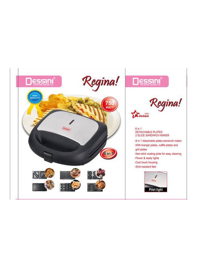 DESSINI 6 in 1 Sanwich Maker 750.0 W 6in1 silver/black - Image 3