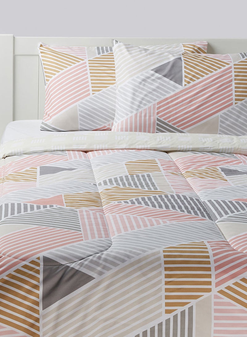 Amal - Comforter Set Kingn Size- All Season Everyday Use Bedding Set Extra Soft Microfiber With 1 Comforter 220 x 240cm+ 2 Pillow Covers 50X75 Cm - Blush 220 x 240cm Polyester Blush 220 x 240cm - Image 1