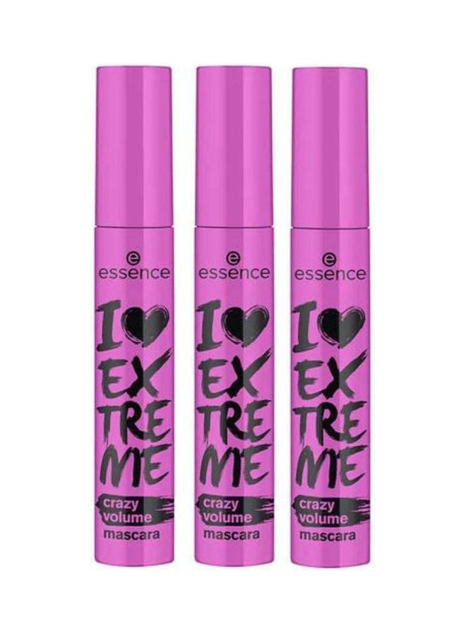 Essence 3 Piece Set Of Essence - I Love Extreme Crazy Volume Mascara Waterproof Black  - Image 1