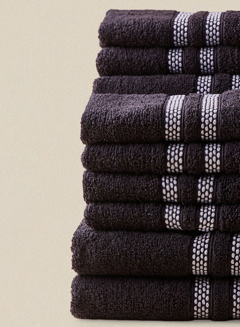 Noon East 12-Piece Towel Set, 100% Cotton Premium Quality, Ultra Absorbent, Thick and Fluffy, 2 Bath + 4 Hand + 6 Face, 500 GSM Black/White Black/White - Image 5