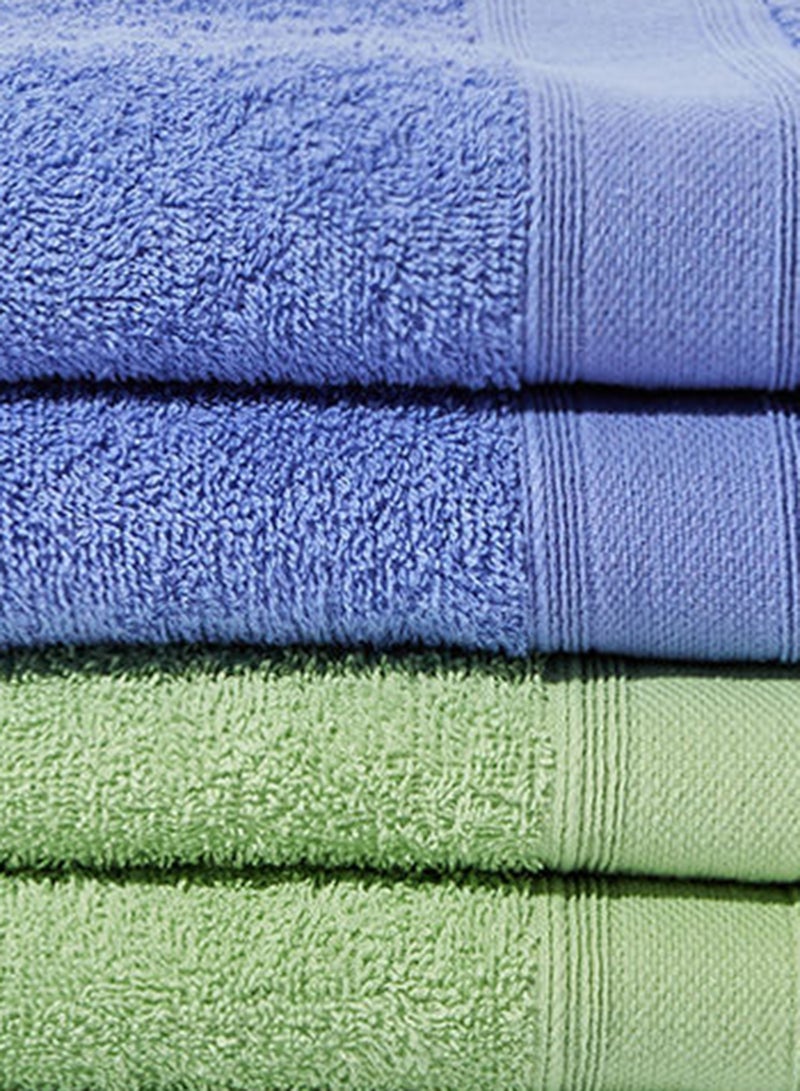 4 Piece Bathroom Towel Set - 400 GSM 100% Cotton Terry - 4 Bath Towel - Multicolor Periwinkle/Apple Color -Quick Dry - Super Absorbent Periwinkle/Apple 67 x 137cm - v1658906131/N43754170A_6