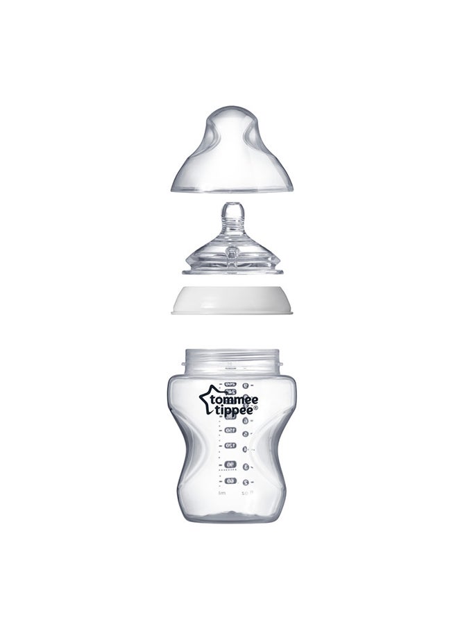 tommee tippee - Pack of 6 Closer to Nature Baby Bottles, Slow-Flow Breast-Like Teat With Anti-Colic Valve 0 Months+, 260ml, Mixed Colours - Image 1