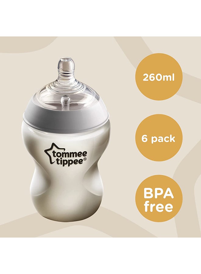 tommee tippee - Pack of 6 Closer to Nature Baby Bottles, Slow-Flow Breast-Like Teat With Anti-Colic Valve 0 Months+, 260ml, Mixed Colours - Image 1