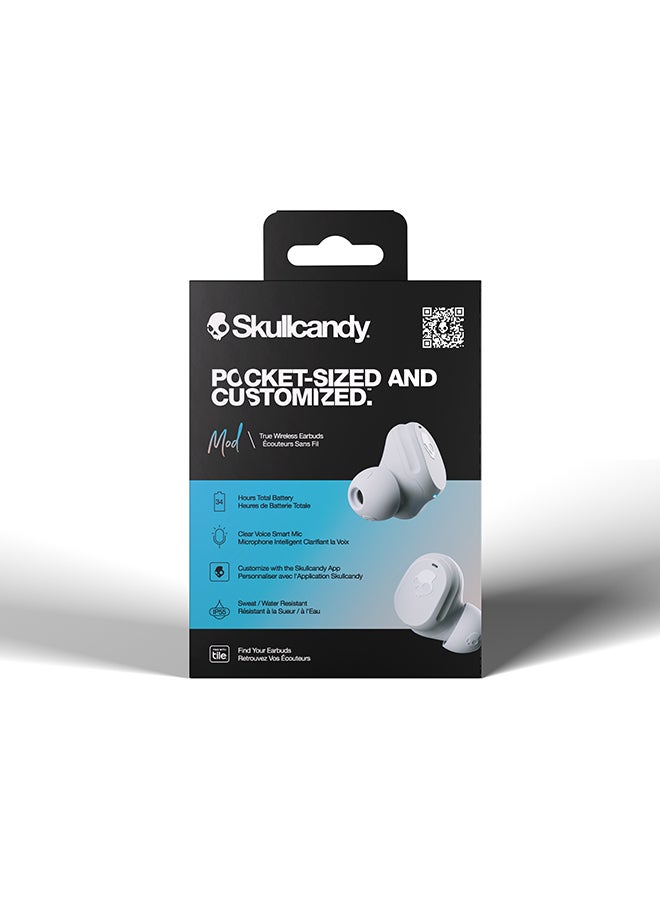 Skullcandy Mod True Wireless Earbuds With Multipoint Pairing / Clear Voice Smart Mic / 34 Hours Total Battery / IP55 Sweat And Water Resistant / Tile Finding Technology / Light Grey/Blue - Image 5