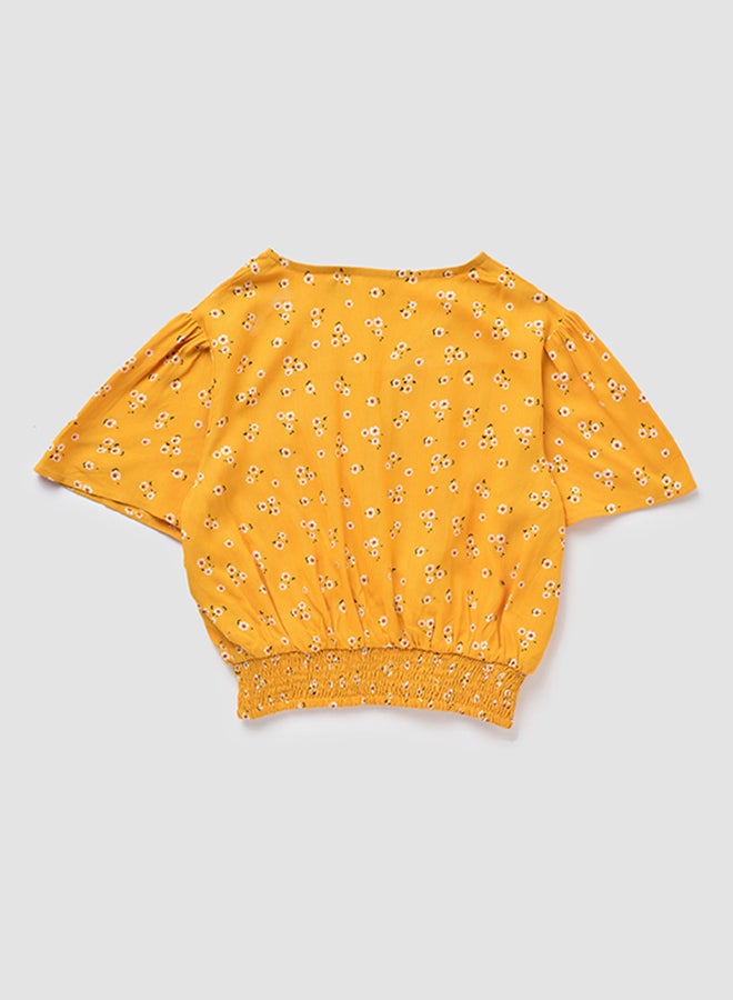 NEON V-Neck Short Sleeve Top Gold Yellow  - Image 2