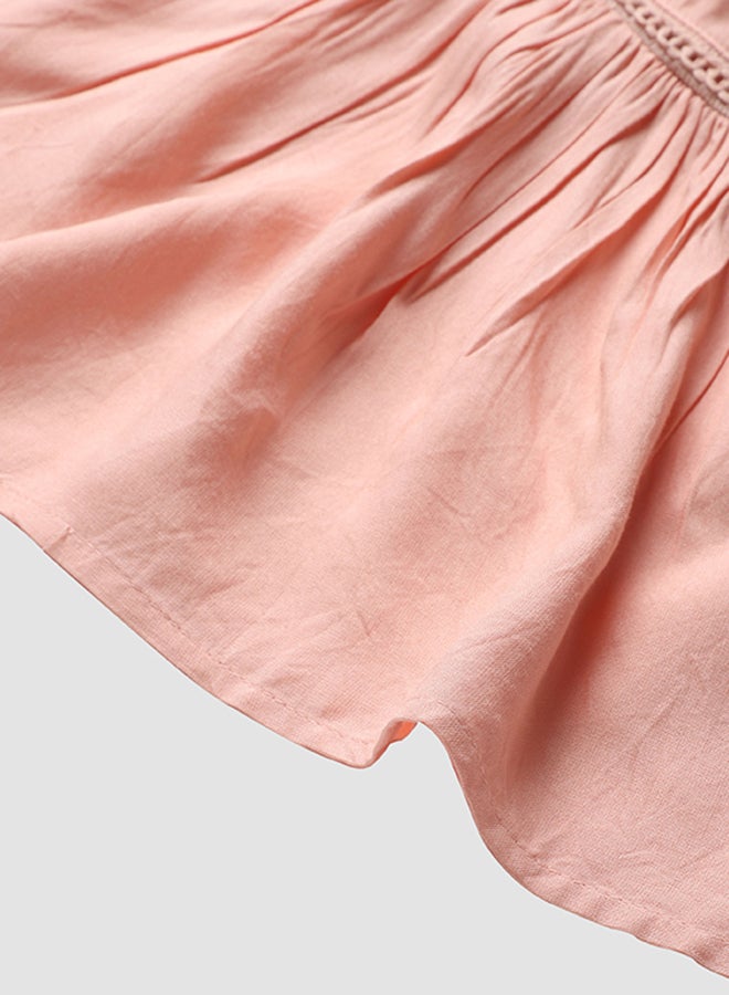 NEON - Round Neck Printed Blouse Top Peach - Image 1