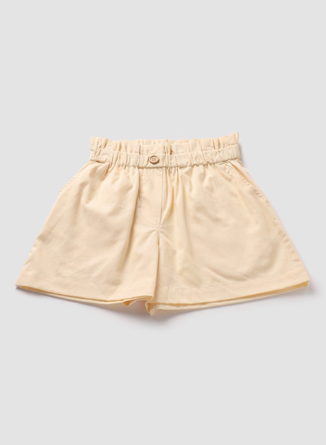 Neon Casual Plain Skater Skirts Beige  - Image 1