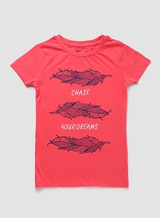 Boys Crew Neck Short Sleeve T-Shirt Dark Pink - v1658926875/N47034946V_1