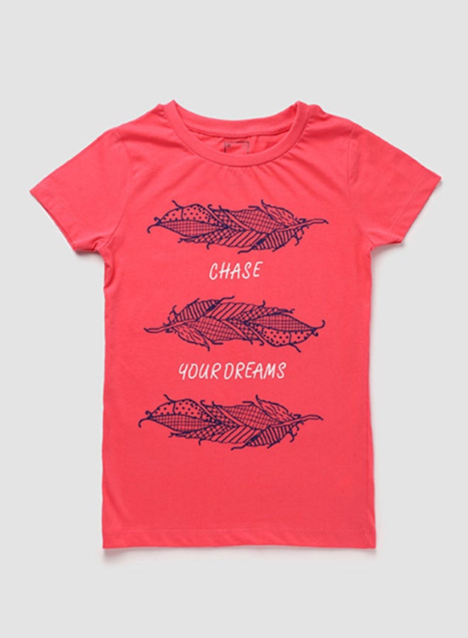 Neon Boys Crew Neck Short Sleeve T-Shirt Dark Pink  - Image 1