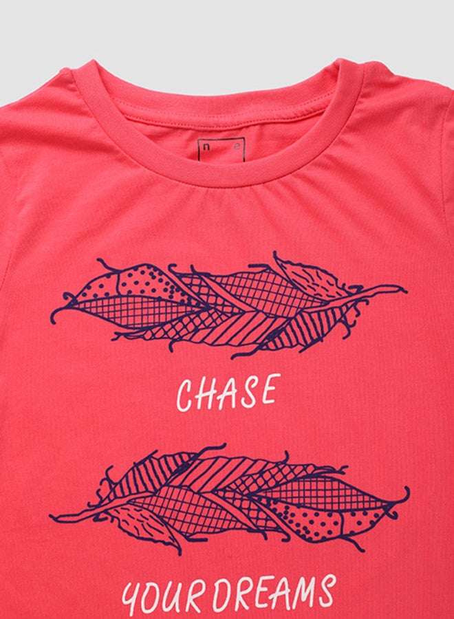 Neon Boys Crew Neck Short Sleeve T-Shirt Dark Pink  - Image 3