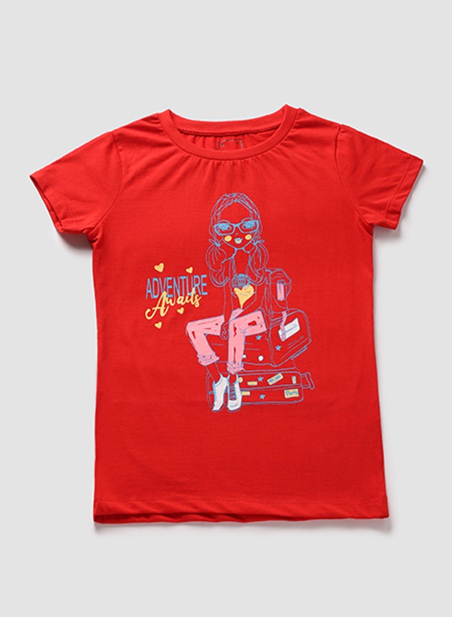 NEON Boys Round Neck Short Sleeve T-Shirt Sapphire Red  - Image 1