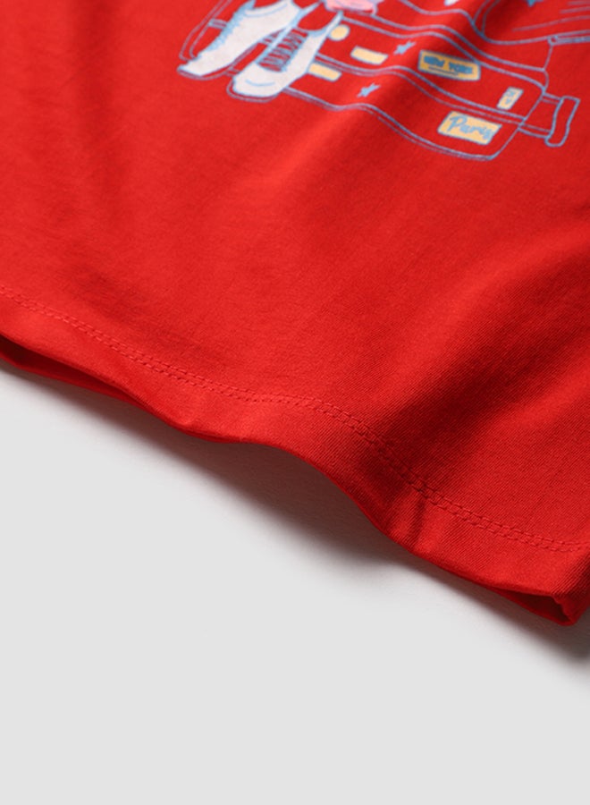 NEON Boys Round Neck Short Sleeve T-Shirt Sapphire Red  - Image 4