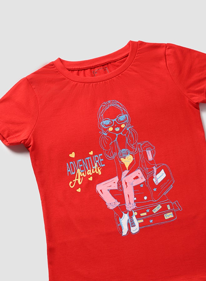 NEON Boys Round Neck Short Sleeve T-Shirt Sapphire Red  - Image 3
