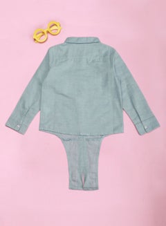 NEON Girls Collared Neck Long Sleeve Blouse S.Blue  - Image 2
