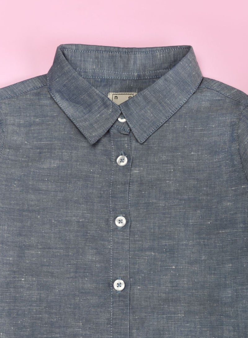 Neon Girls Collared Neck Long Sleeve Blouse Grey  - Image 3