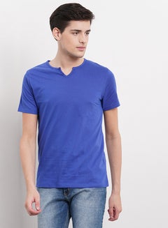 OFFROAD Casual Henley Neck T-Shirt Bright Blue  - Image 1