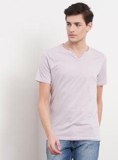 OFFROAD Casual Henley Neck T-Shirt Light Grey  - Image 1