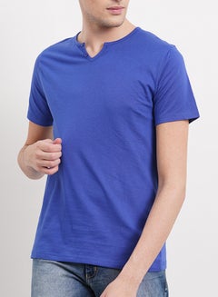 OFFROAD Casual Henley Neck T-Shirt Bright Blue  - Image 3