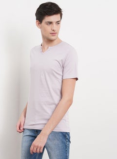 OFFROAD Casual Henley Neck T-Shirt Light Grey  - Image 3