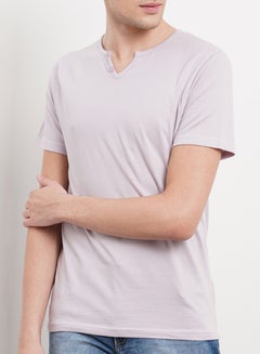 OFFROAD Casual Henley Neck T-Shirt Light Grey  - Image 4