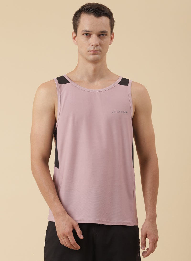 Athletiq - Logo Sports Running Vest Pink - Image 1