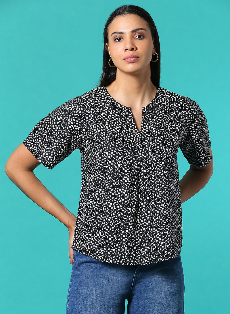 Aila Casual Printed Top Black/White  - Image 1