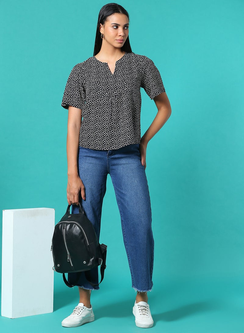 Aila Casual Printed Top Black/White  - Image 3