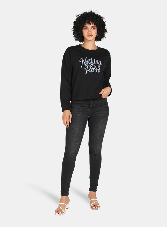 DRIP Nothing To Prove Print Crop Sweatshirt Black  - Image 2
