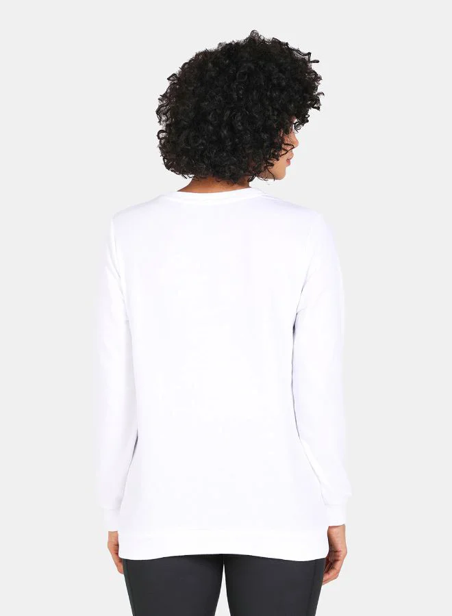 DRIP Printed Casual Crew Neck Sweatshirt White