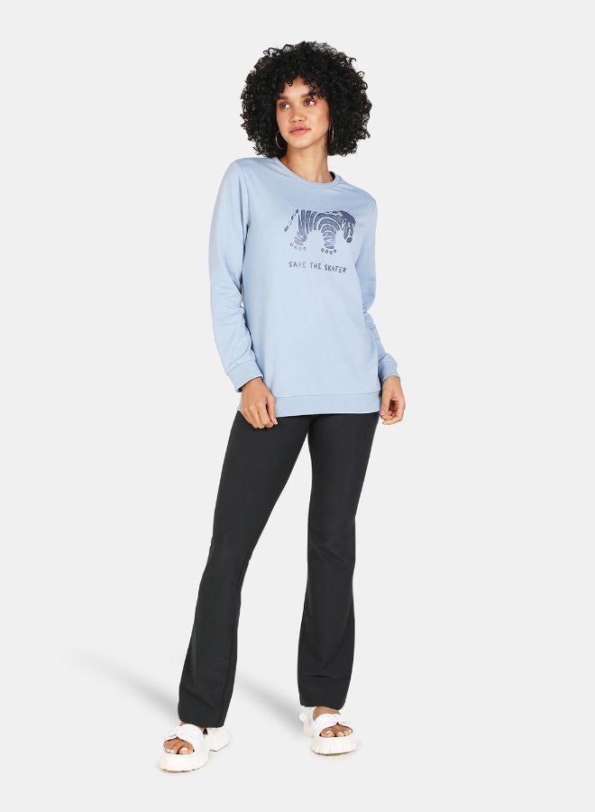 DRIP Save The Skater Print Crop Sweatshirt Blue Fog - Image 2