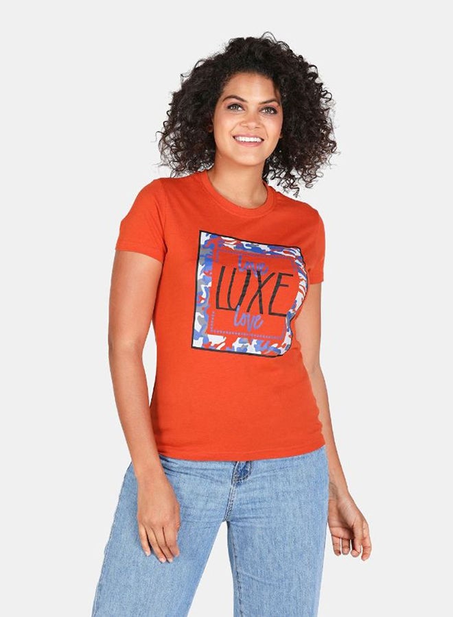 DRIP - Graphic Printed Crew Neck T-Shirt Copper - Image 1