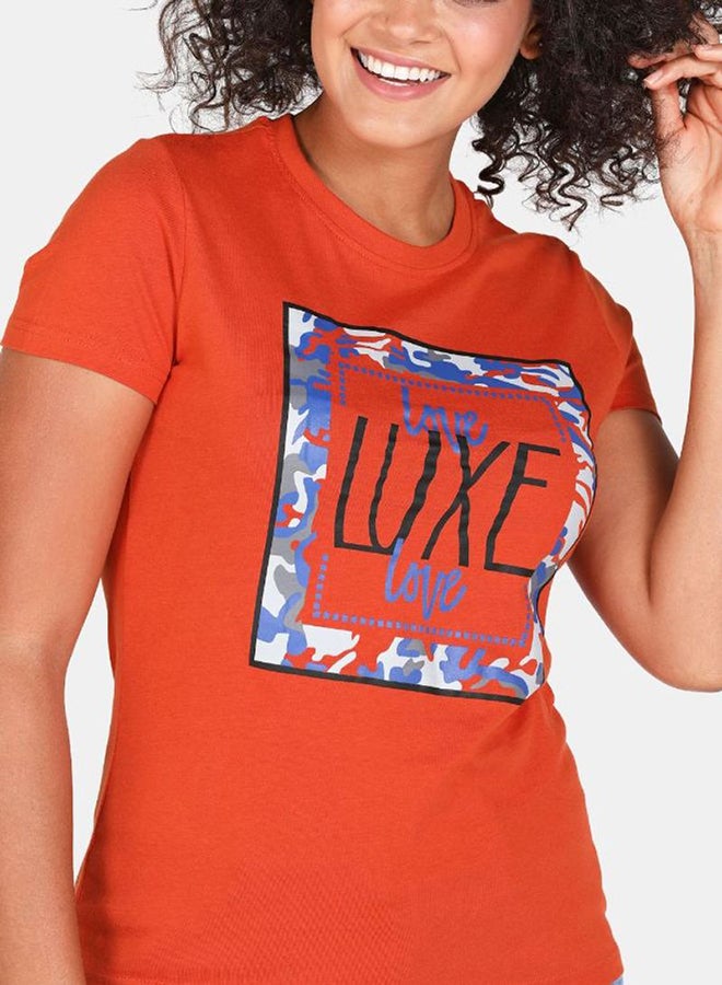 DRIP - Graphic Printed Crew Neck T-Shirt Copper - Image 1