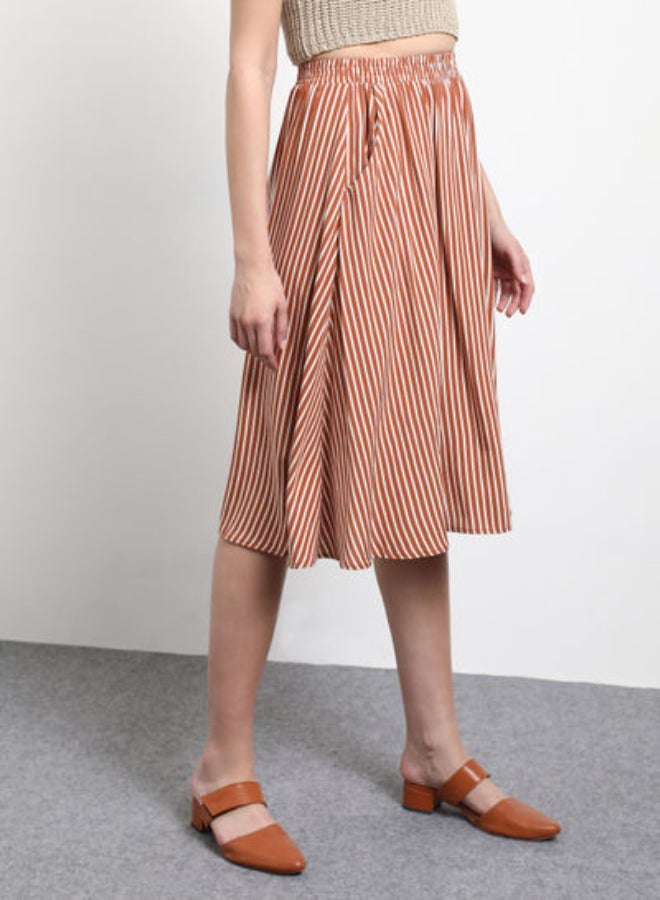 DRIP Stripes Knee Length Skirt Brown/White  - Image 1