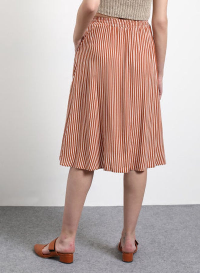 DRIP Stripes Knee Length Skirt Brown/White  - Image 2
