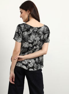 Round Neck Printed Top Black/White - v1658926963/N49731353V_2