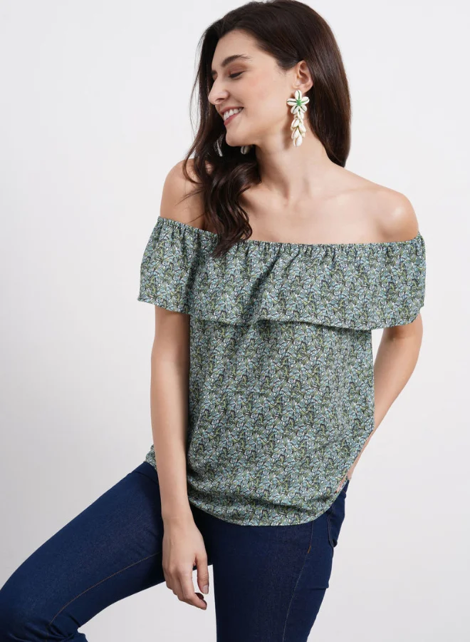 DRIP Off Shoulder Printed Top