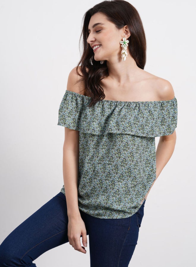 DRIP Off Shoulder Printed Top Multicolour  - Image 1