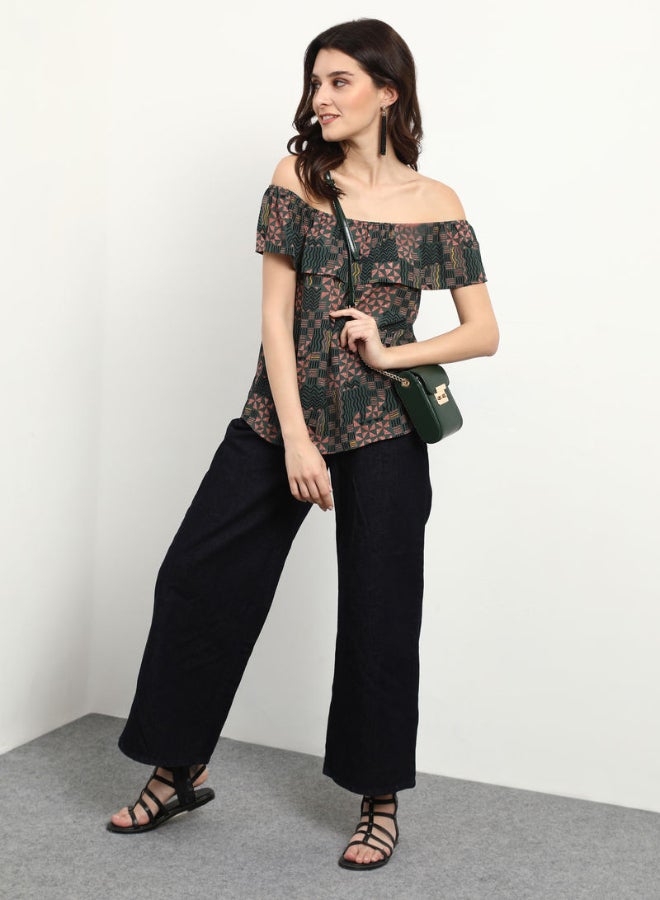 DRIP Off Shoulder Printed Top Multicolour  - Image 1