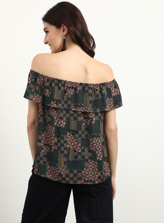 DRIP Off Shoulder Printed Top Multicolour  - Image 2