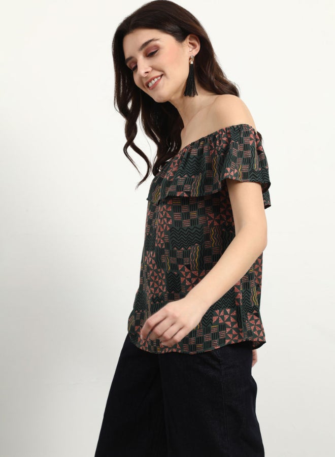 DRIP Off Shoulder Printed Top Multicolour  - Image 3