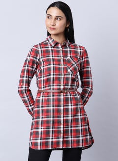 Long Sleeve Checkered Tunic Multicolour