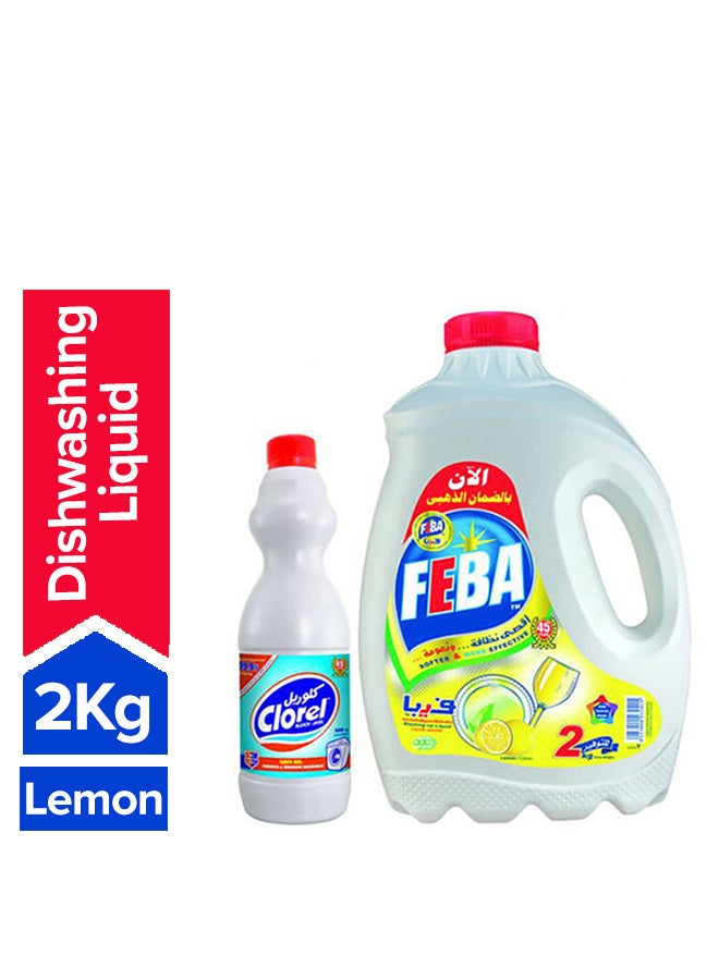 FEBA Dish Washing Liquid With Clorel Bleach 500 Gm + 500ml