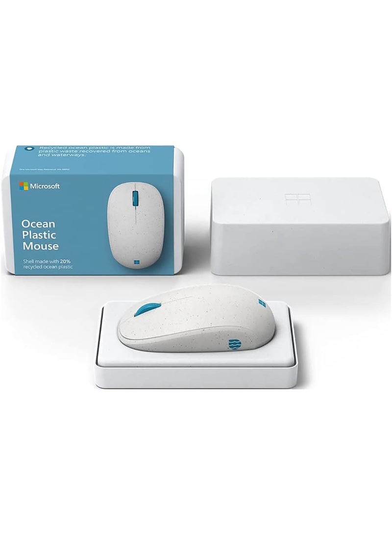 Microsoft - Ocean Plastic Mouse Made from 20% Recycled Ocean Waste, Comfortable Design, Right/Left Hand Use, Wireless Bluetooth Mouse for PC/Laptop/Desktop, Works with for Mac/Windows Computers White - Image 1