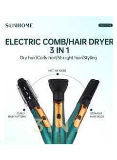 Sunhome 3-In-1 Hair Dryer Brush Green  - Image 4