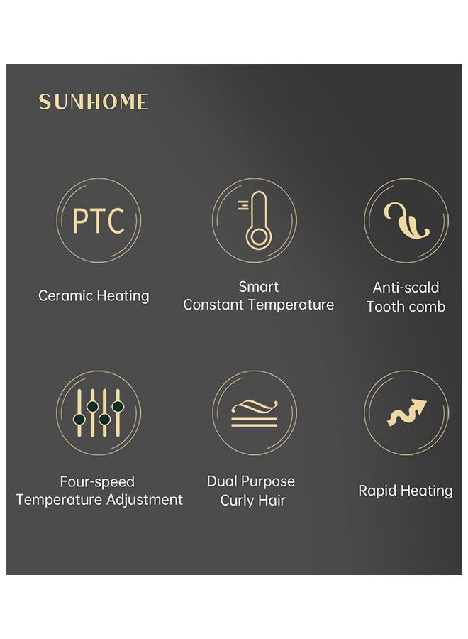 Hair Straightening And Curling Comb Grey