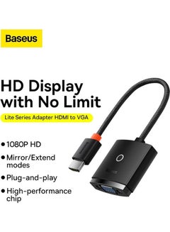 بيسوس محول HDMI إلى VGA لأجهزة الكمبيوتر المكتبية والكمبيوتر المحمول وشاشة الكمبيوتر وجهاز العرض والتلفزيون عالي الدقة وجهاز Chromebook وRaspberry Pi وRoku وXbox وPS5 وPS4 والمزيد  - Image 2