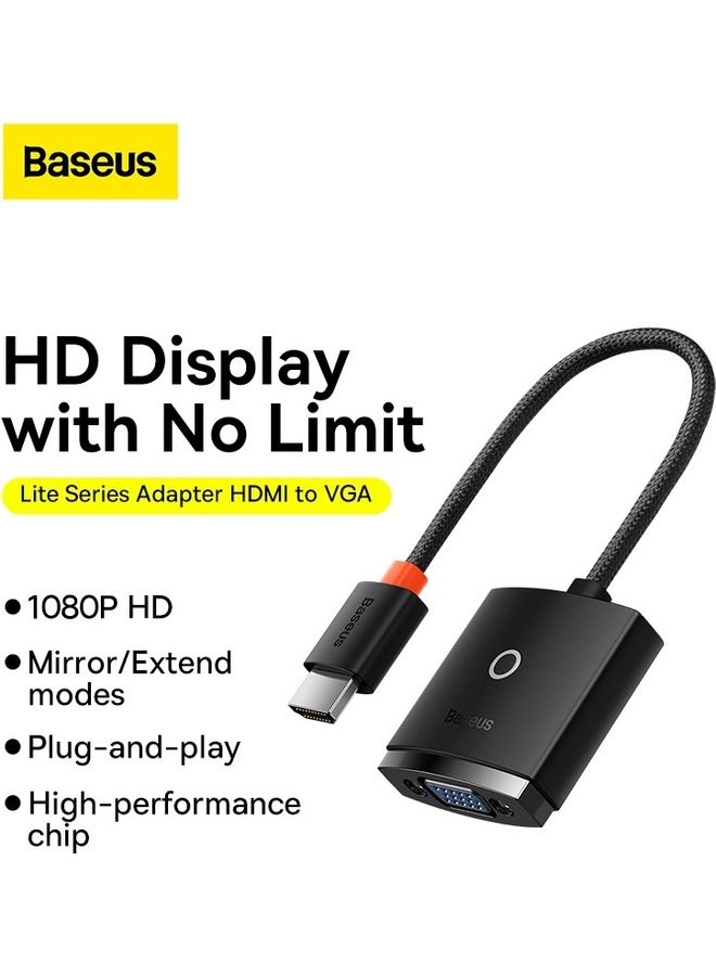 بيسوس - محول HDMI إلى VGA لأجهزة الكمبيوتر المكتبية والكمبيوتر المحمول وشاشة الكمبيوتر وجهاز العرض والتلفزيون عالي الدقة وجهاز Chromebook وRaspberry Pi وRoku وXbox وPS5 وPS4 والمزيد - Image 1