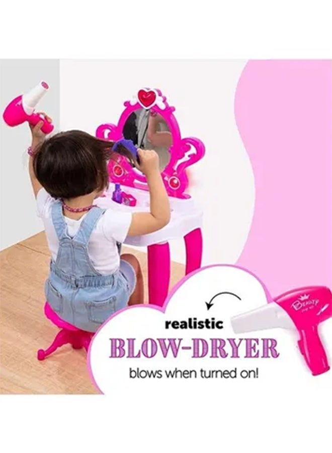 Beauty Dresser Vanity Makeup Play Set Girls Dressing Table With Mirror And Music 43.5X31.5X72.5cm  - Image 5
