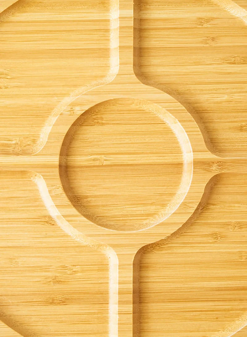 Noon East Chip And Dip Platter - Made Of Bamboo - Round - Serving Plate - Serving Dishes - Tray - Brown Brown