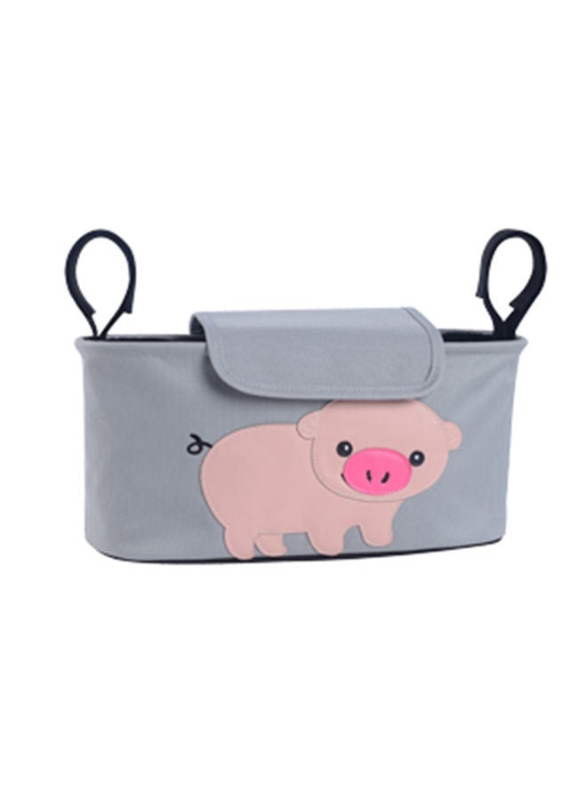 Bebi - PU Embroidery Print Stroller Organizer Bag Grey - Image 1